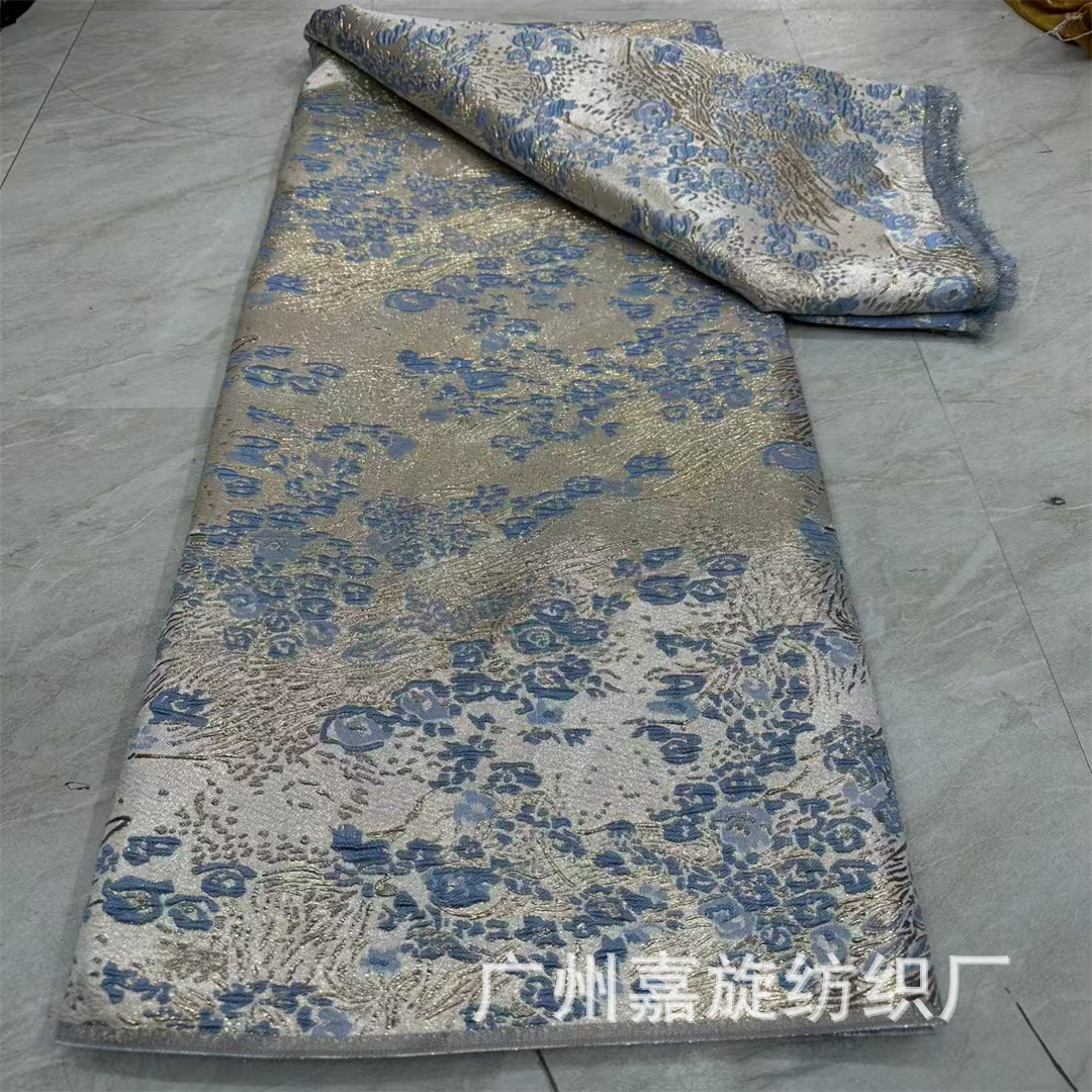 Nueva tela jacquard floral con estampado dorado de estilo chino para ropa qipao, encaje brocado para chaqueta mandarina, Hanfu y vestidos de princesa.