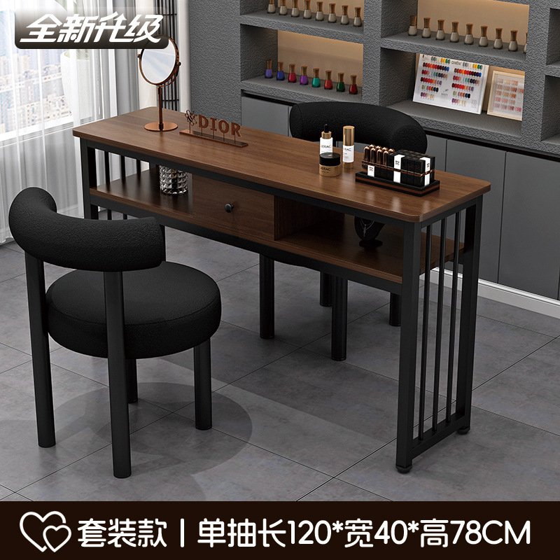 レトロスタイルのマニキュアテーブルと椅子セット、シンプルでファッショナブルなシングルとダブルのマニキュアテーブル、日本製の特別価格の経済的なマニキュアショップテーブル|undefined