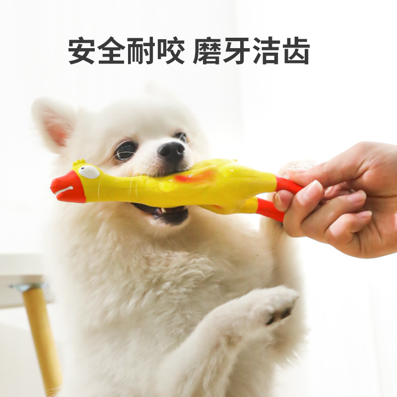 P en stock al por mayor de látex Hawo juguete de sonido boca roja pato Internet celebridad mascota mordedura resistente pollo afilado Limpieza de dientes perro juguete