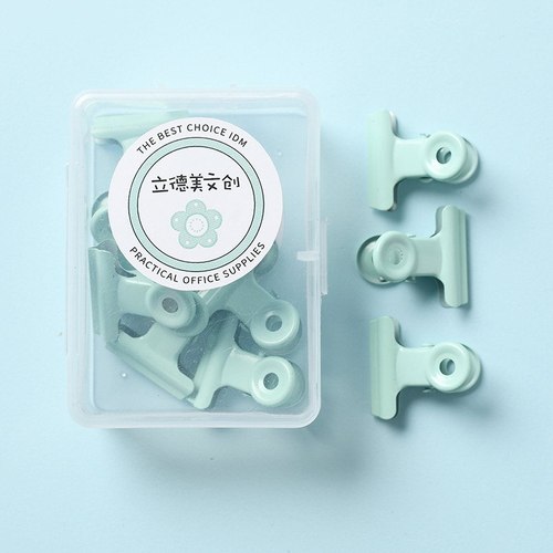 ins style macaron color round head clip small fresh file metal binding clip color boxed dovetail clip bill clip