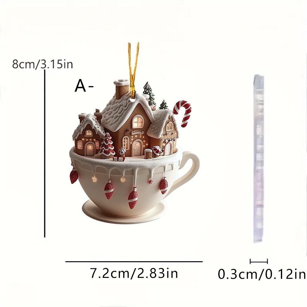 Colgante de Navidad transfronteriza casa de nieve colgante de automóvil taza de café colgante colgante acrílico colgante de interior de automóvil colgante mochila