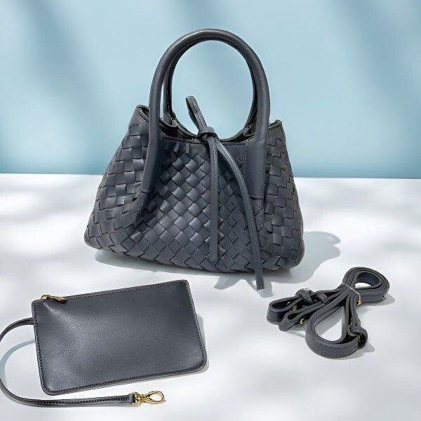 Cross-Border Bv Woven Bag, Handmade Large-Capacity Tote Bag, Mother-Daughter Bucket Bag, High-End Commuter Shoulder Crossbody Bag