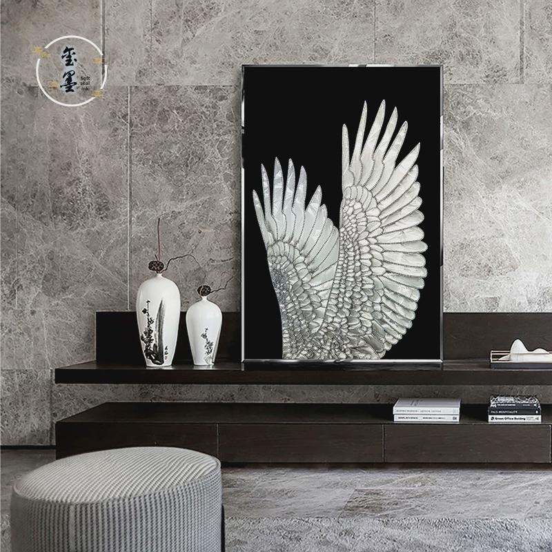 珐琅彩轻奢桌面摆画高级感客厅餐厅电视柜挂画卧室别墅酒店镶钻
