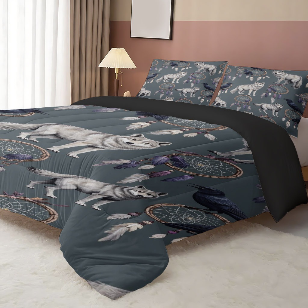 TEMU / JIT fuente de fabricación transfronteriza dedicada a Wolf Dreamcatcher Impresión digital 180gms conjunto de edredón