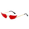 New sunglasses female tide street shooting frameless wing sunglasses Women's European and American funny ball decoration sunglasses