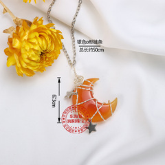 Natural crystal star moon red agate twisted silver chain pendant handmade crystal ornament jewelry pendant 