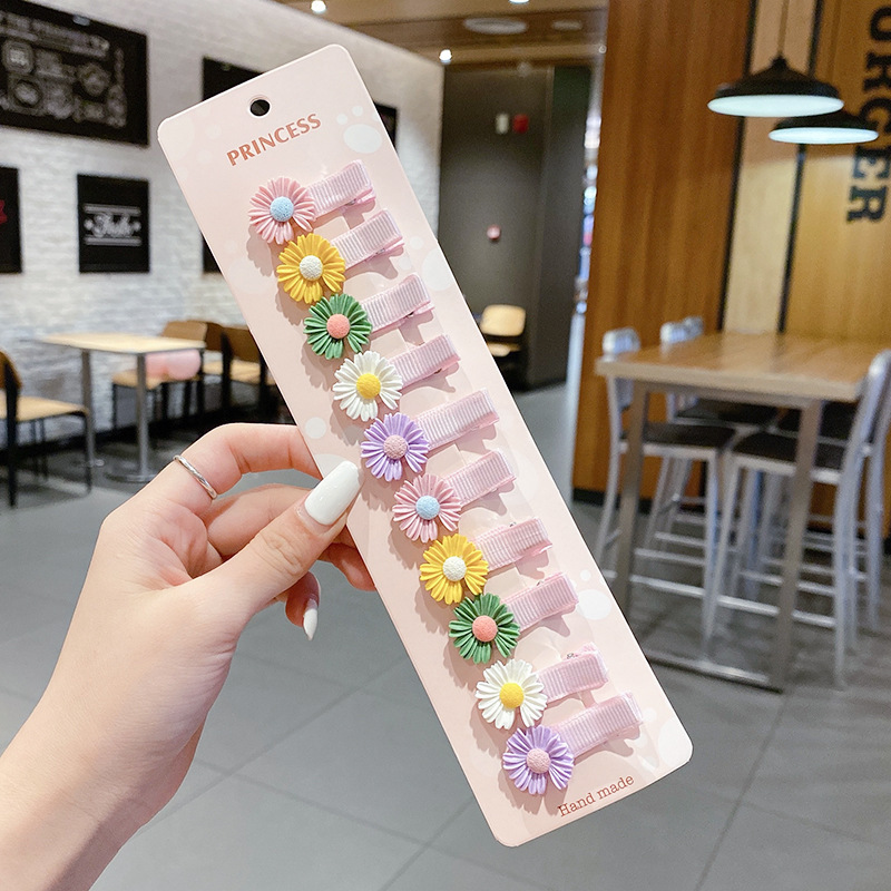 Niños lindos flores de dibujos animados clip para el cabello bebé pequeño clip no lastimar el cabello de la tela de la niña clip de borde de la mejilla