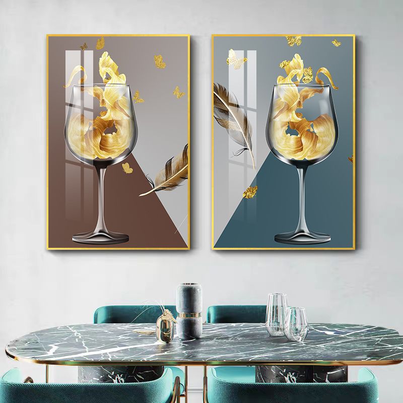 Pintura decorativa de comedor simple mesa de comedor cuelga pinturas de porcelana de cristal de fondo pinturas murales sin perforación