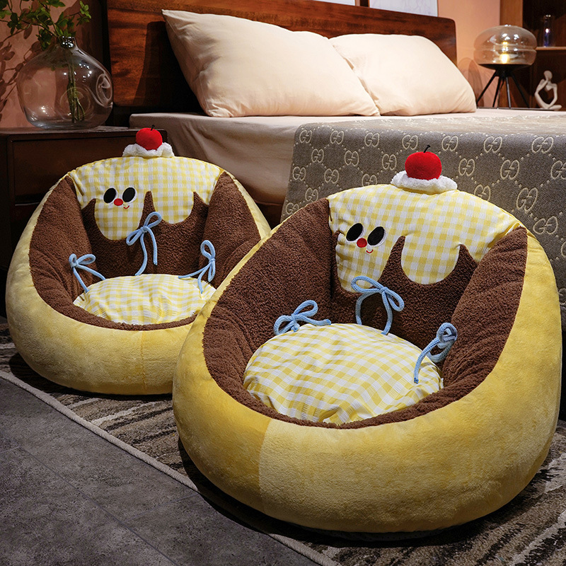 Círculos animados grandes ojos pudín futon cojín dormitorio pequeño sofá en el suelo grueso tatami silla de asiento cojín de piernas