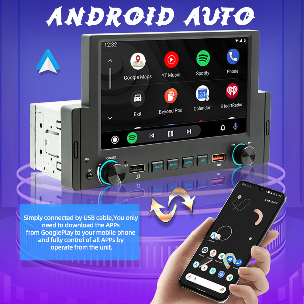 6.2inch Single-Cylinder Wired Carplay Android Auto Car Bluetooth Mp5 Player Radio Reversing Priority 12V