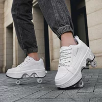 Обувь Heelys, выдвижная и деформируемая обувь, детские роликовые коньки, мужские и женские двухрядные четырехколесные дышащие прогулочные коньки, обувь Heelys