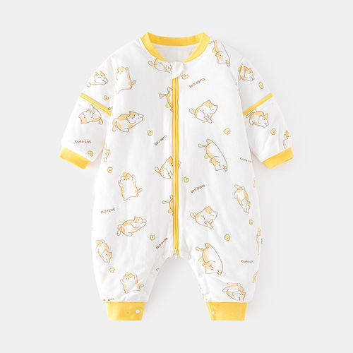 Baby sleeping bag spring, autumn and winter quilted baby split-legged thickened pajamas newborn zipper type multi-functional anti-kick quilt