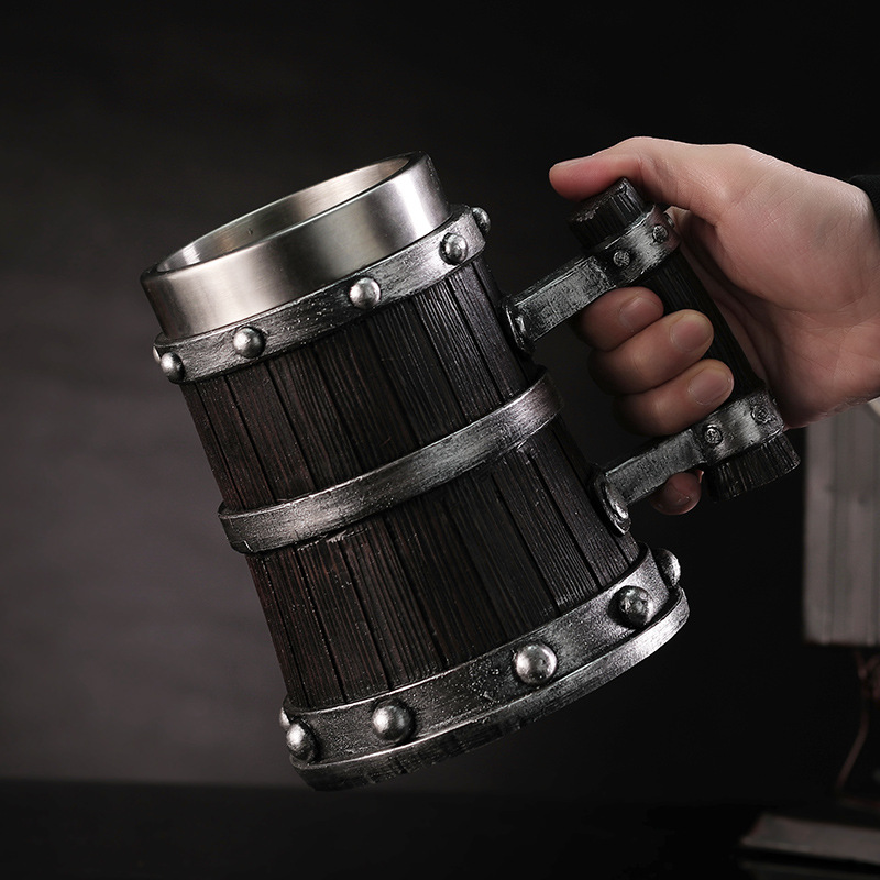 Transfronterizo nuevo alemán gran cubo de madera taza de cerveza personalizada hecha a mano taza de agua de madera taza de gran capacidad