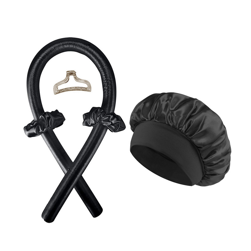 검정색 샤워캡 + 고급 검정색 (컬링 아이롱 + 머리끈 2개 + 헤어 클립 1개)