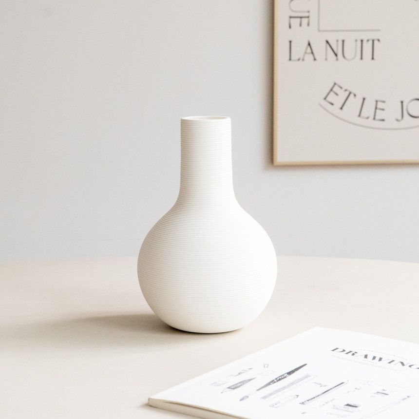 Florero de cerámica a rayas blancas, decoración, arreglo floral seco para sala de estar, decoración de mesa de entrada para el hogar creativo