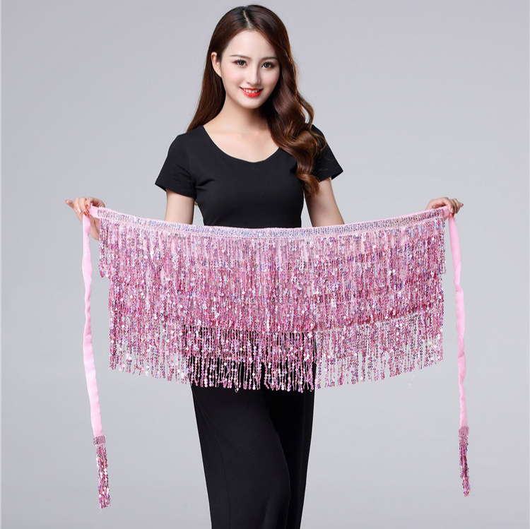 Halloween in stock Belly Dance Performance Costume ds Sequins Tassel Hips Bead Pieces Waist Chain Indian Dance Waist Towel Wholesale