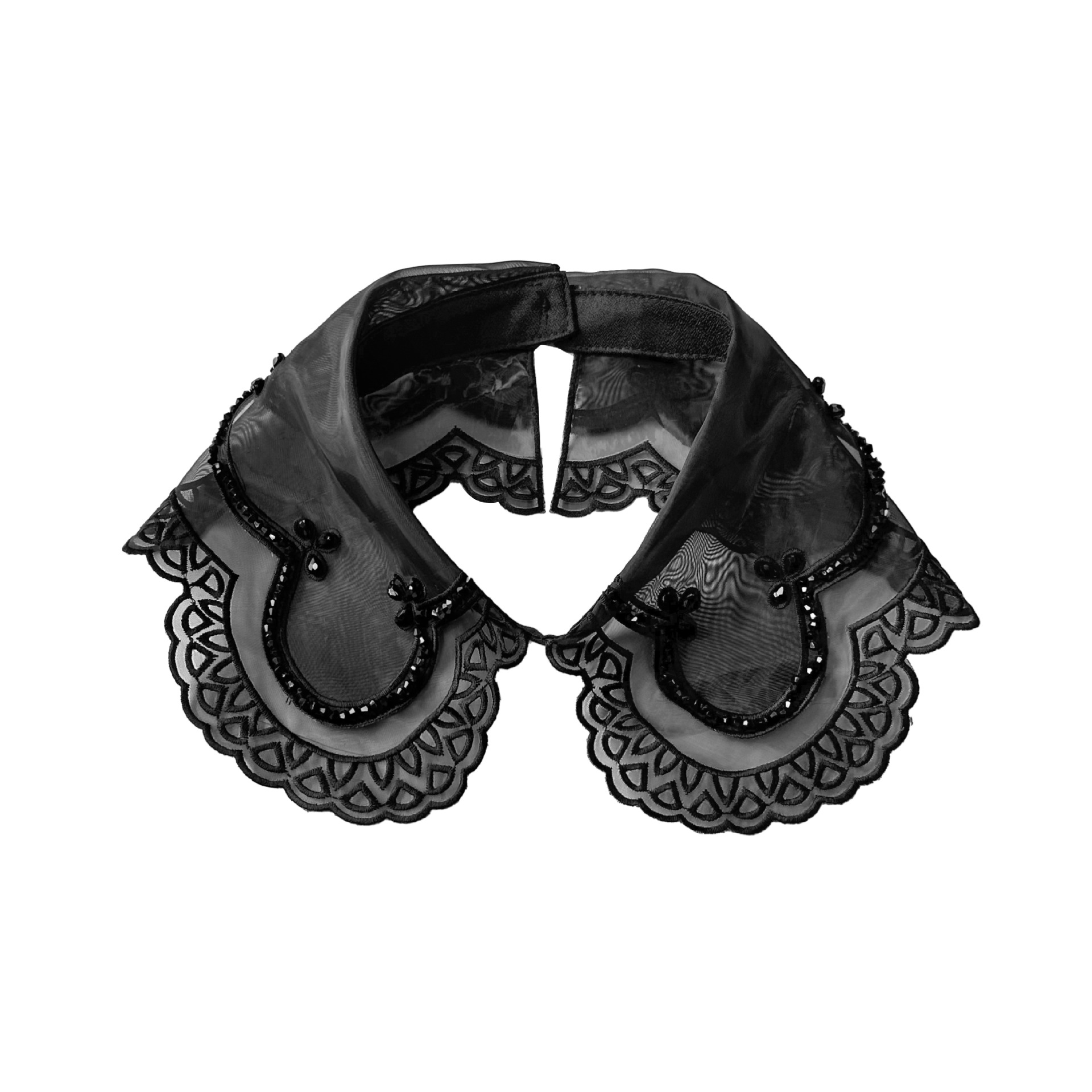 Blanco y negro clásico de encaje cuello falso de encaje delicado oganza vestido de cuello de camisa decoración de cuello falso