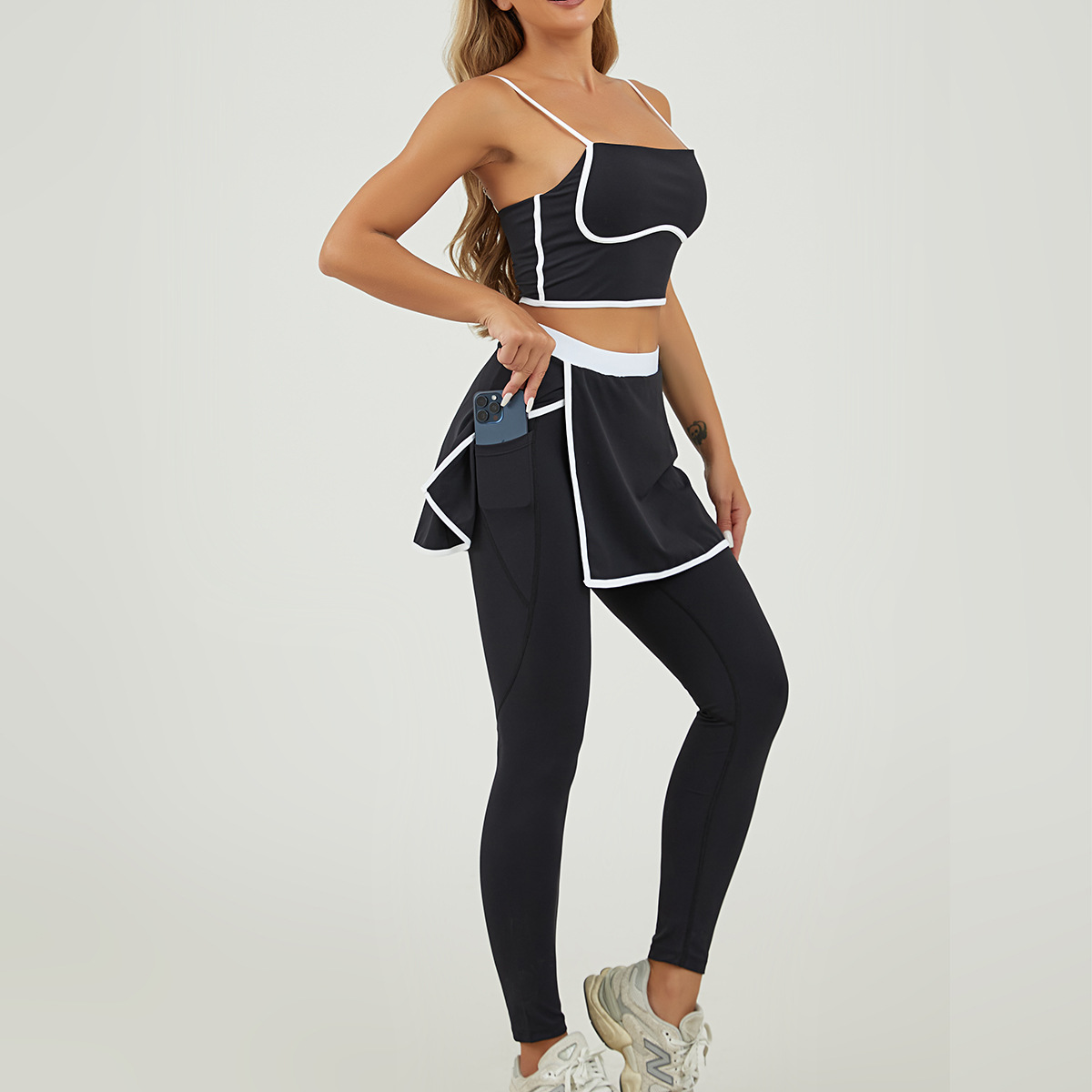 Nuevo color transfronterizo chaleco deportivo de secado rápido mujer calzado de acondicionamiento de calzado de dos piezas conjunto de trajes deportivos de mujer al por mayor