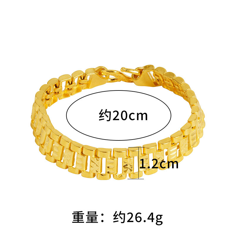 Nueva pulsera de cadena de tanque de oro de Vietnam para hombres y mujeres pulsera ancha versátil retro imitación cadena de oro Fuente de la flor del coche