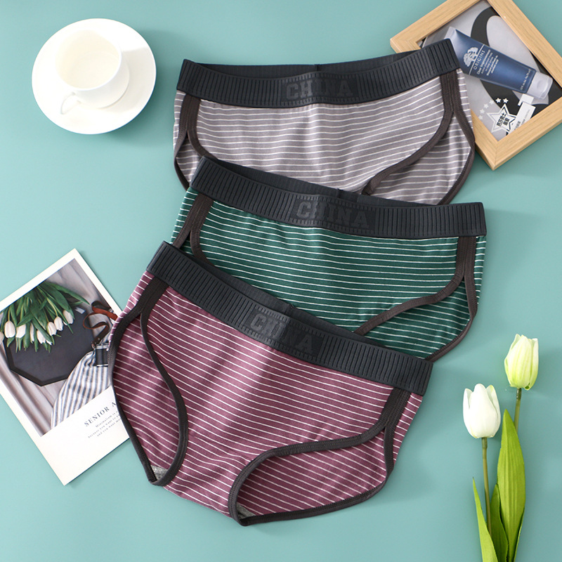 Manufacturers Wholesale Underwear Girls Cotton 2024 New Stripesd Girl Fashion Low Waist Seamless Breathable Triangle Shorts