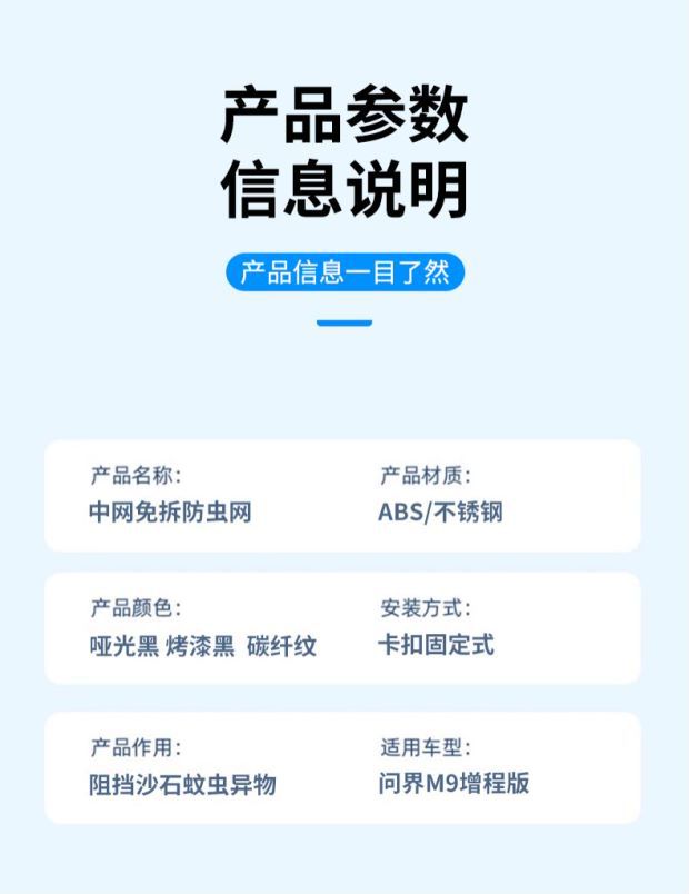 Applicable to 24 Models of Aito M9 Extended-Range Version and Max Version, Insect-Proof Net, Grille Protection Net, Snap-On Installation, No Disassembly Required