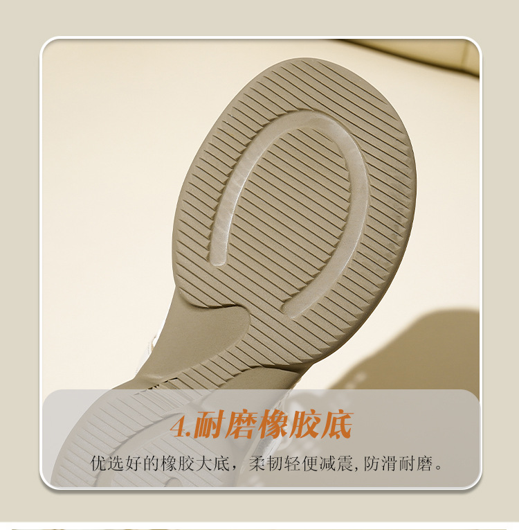 Sandal nữ da thật quai chữ V đan móc mũi kín đế mềm — màu be chi tiết 22