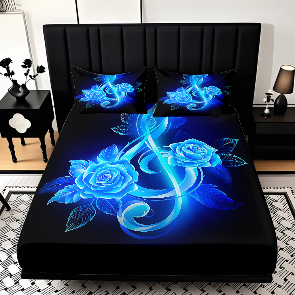 TEMU / JIT serie de flores de rosa multicolor 3D impresión digital set de cama para diseñar el fabricante de la fuente
