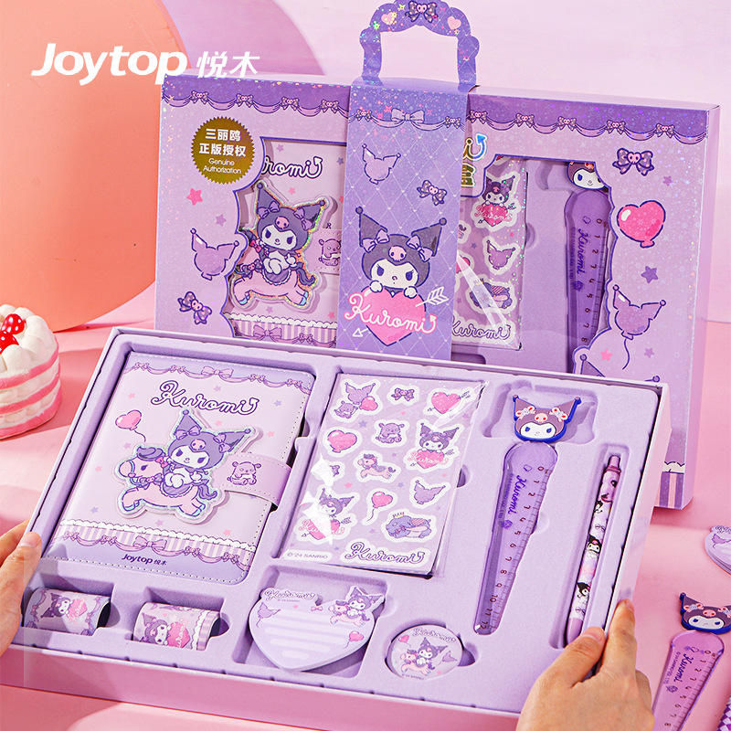 Caja de regalo de libro de manos Kulomi genuina Sanrio juego de papelería de cuentas de mano Melody cuaderno de regalo de cumpleaños