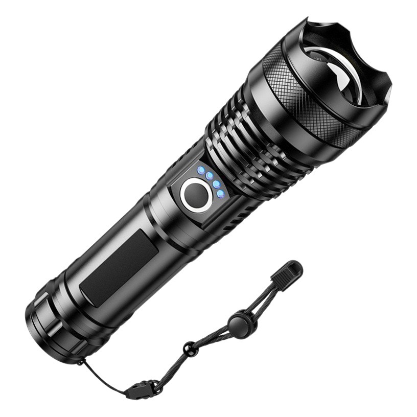 Linterna P50 LED Type-C de Aleación de Aluminio Impermeable con Zoom Óptico para Exteriores