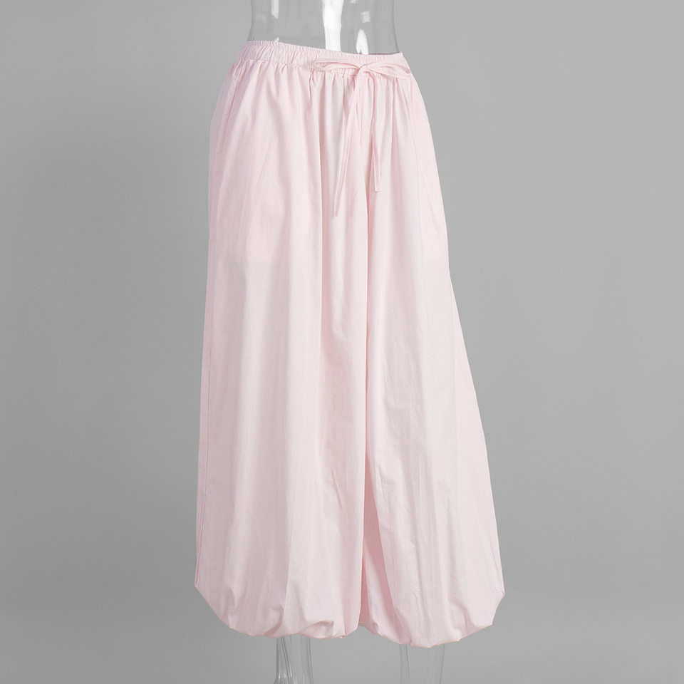 Quần harem ống rộng cotton dáng lửng lưng vừa phong cách đường phố — Màu hồng, Màu kaki, Màu mơ, Màu xanh da trời chi tiết 6