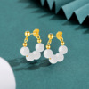 Retro small design advanced short brand earrings jade, French retro style, high-quality style