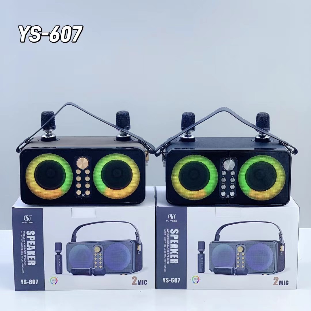 Foreign Trade New Ys-607 Wireless Bluetooth Speaker Ktv Small Audio Subwoofer All-In-One Audio Dual Microphone