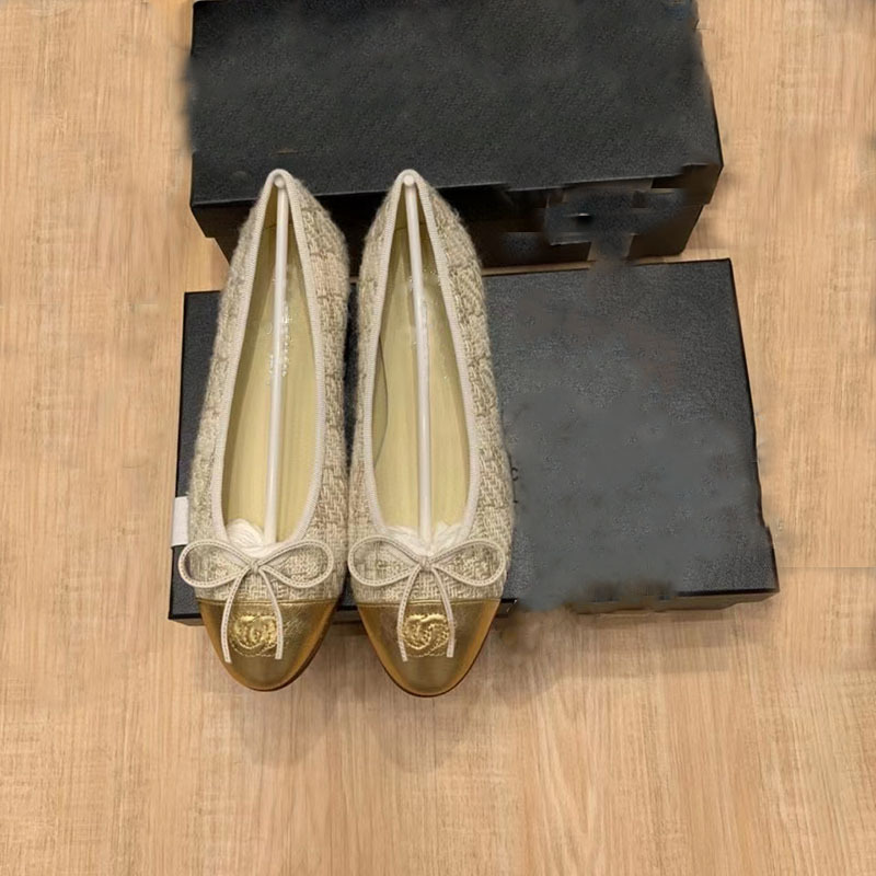 High Version 22 New Style Small Fragrant Flats Shoes for Women with Bow Comfortable Lazy Shoes Fragrant Grandma Low-Heeled Ballet Shoes