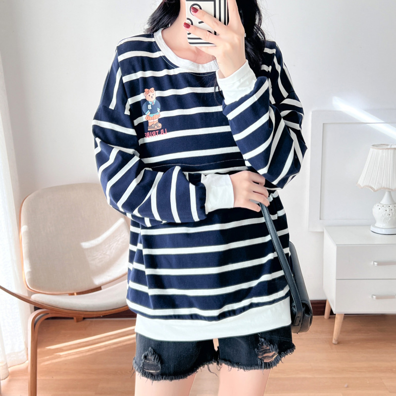 妊婦服の純綿授乳服は長袖tシャツの中にあります。|undefined