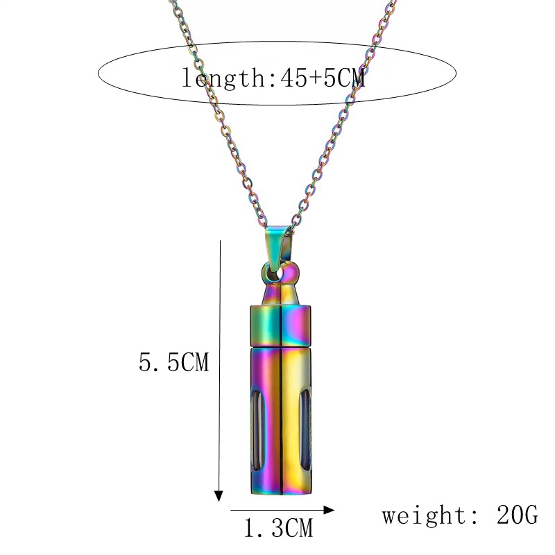 Retro Streetwear Perfume Bottle Stainless Steel Glass Plating Pendant Necklace display picture 1