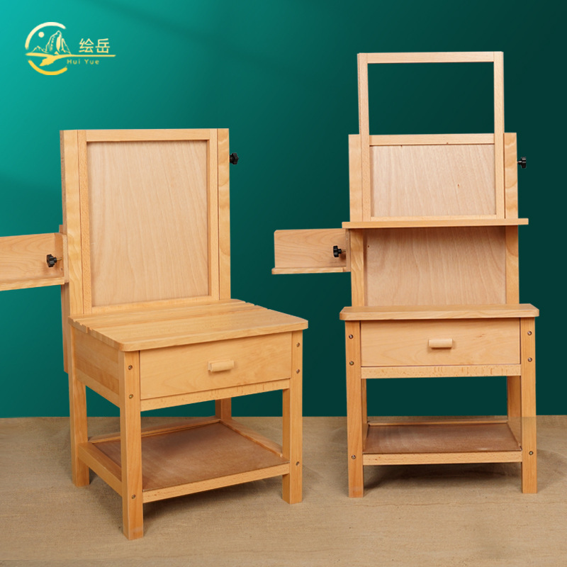 Painted Beech Wood Multi-functional Integrated Lifting Drawer Drawing Table Lifting Telescopic Easel Special Drawing Table and Chair for Studio