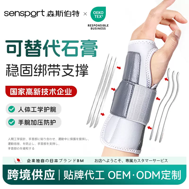 专业保健护腕绑带加压支撑板稳定腕关节运动防扭腕带夹板腱鞘护腕