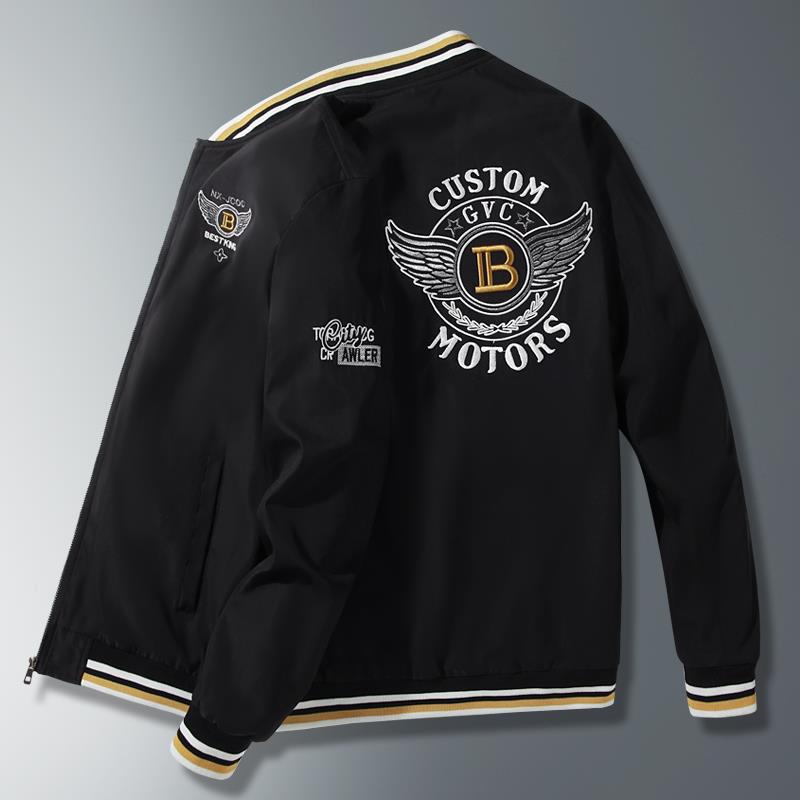 2023 Spring and Autumn new letter embroidered youth jacket trendy fashion Men's flight suit jacket stand collar top