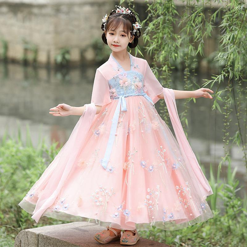 Summer Hanfu, dress, Chinese style, children's clothing