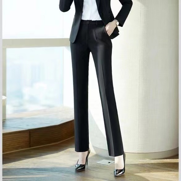 Spring and autumn season black Business Suits Western-style trousers Ladies Straight pants Paige Show thin trousers Shot formal wear trousers Suit pants