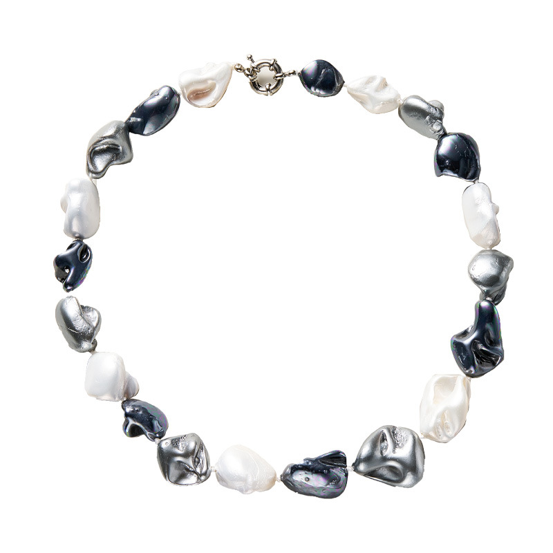 Collier ras de cou perles baroques élégant plaqué or argent_voghion.com
