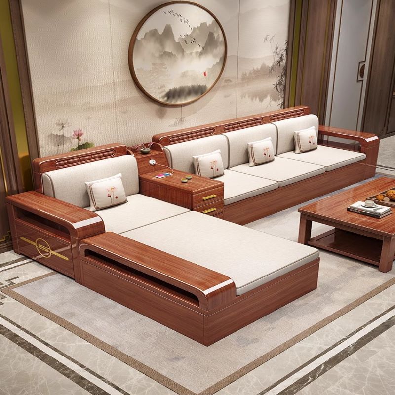 Chinese Walnut Wood Living Room All-Natural Wood Sofa Dual-SSeasonal Use for Small and Large Households Modern Minimalist Wooden Storage Furniture