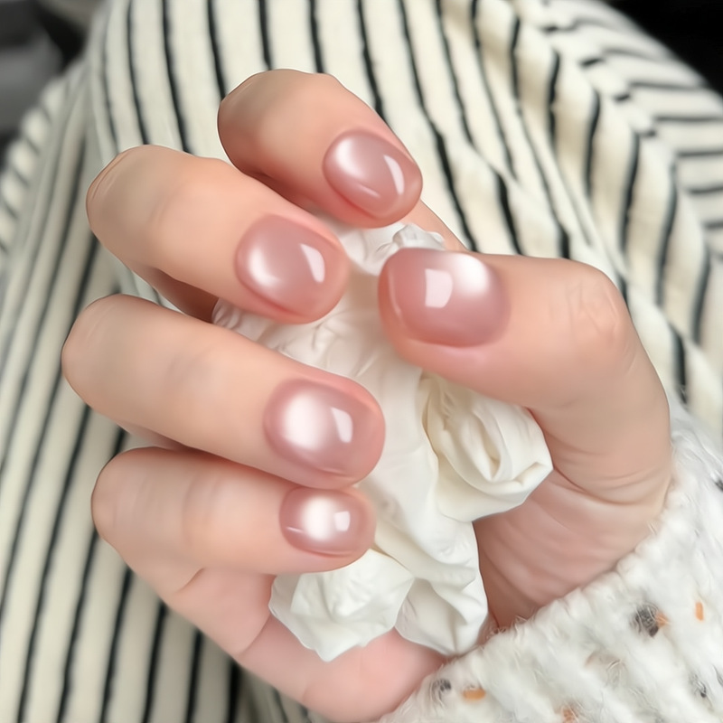[Ling Luo Original] High-End Boiled Water Glass Beads Nude Color Whitening Water Light Cat Eye Handmade Manicure Wholesale