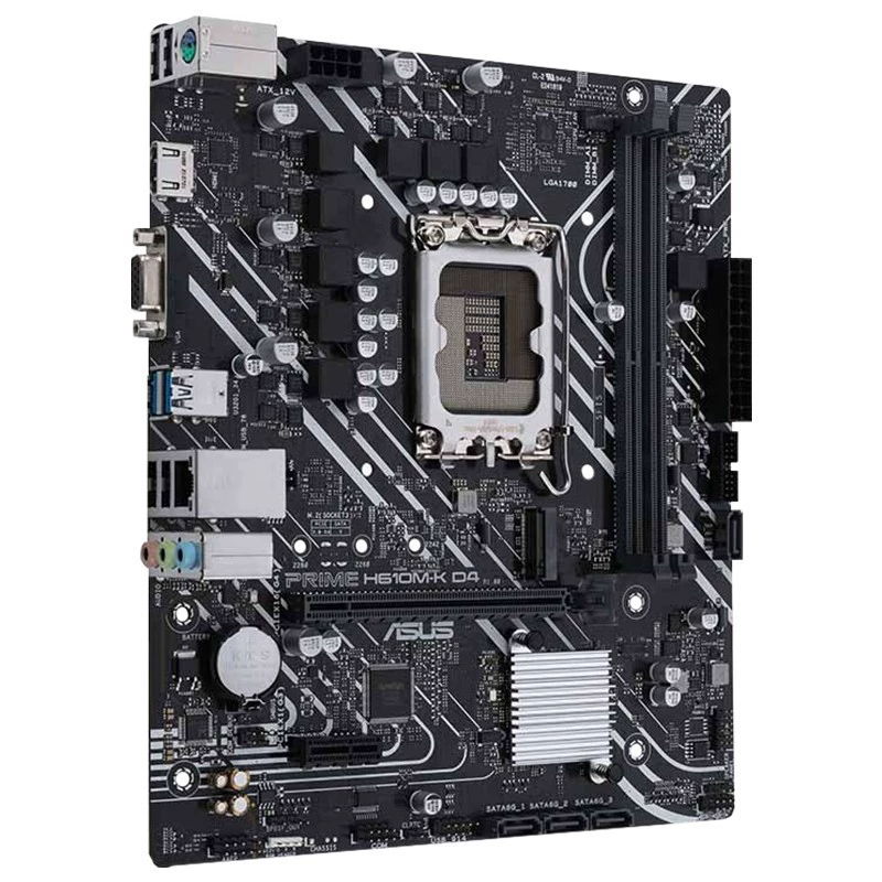 Совместимая материнская плата Intel ASUS PRIME H610M-K D4 поддерживает процессоры 12-го/13-го поколения