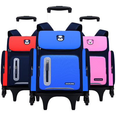 Trolley bags pupil 1-6 grade men and women Palou Removable Trolley bags customized logo Large wheel dual purpose