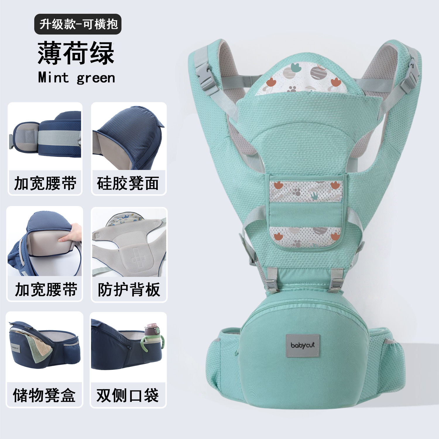 Cargador con Asiento de Cintura para Bebé 2 en 1 Multifuncional y Transpirable image 12