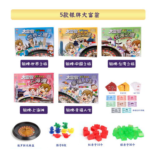 Official Monopoly Game World Tour China Tour Silver Medal Copper Medal Tabletop Board Game Entertainment Toy Wholesale