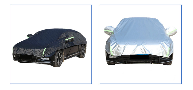 Car half cover made of thick Oxford fabric, suitable for sedans and SUVs, provides sun protection, rain protection, and heat insulation