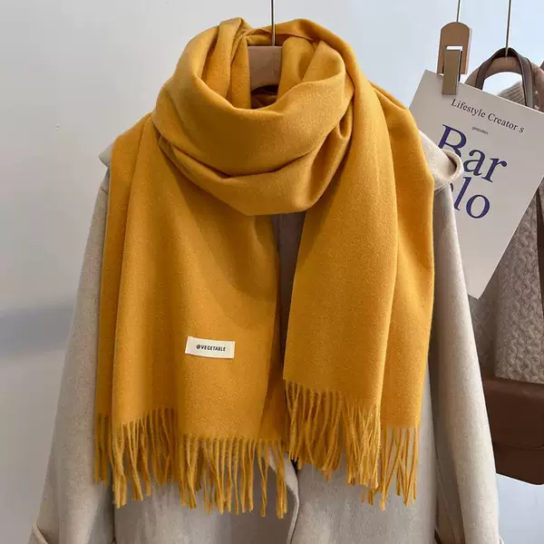 2026 New Imitation Cashmere Scarf for Women, Autumn and Winter Korean Style Versatile Japanese Style Solid Color Khaki Warm Neck Scarf Shawl for Men