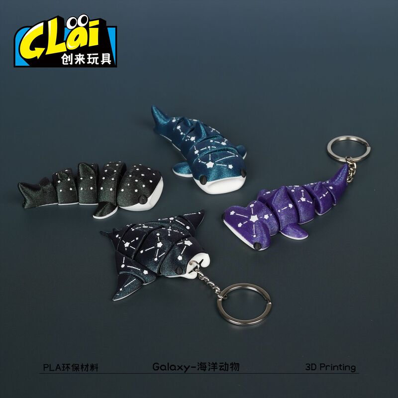3D Printed Starry Sky Bat Devil Fish Popular Toy Model Multi-Color Starry Sky Whale Shark Manta Ray Ornament Artificial Model